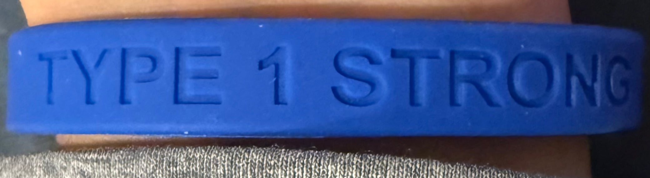 Type 1 Diabetes Wristband TYPE 1 STRONG Size Adult 1/2 Inch Band Size